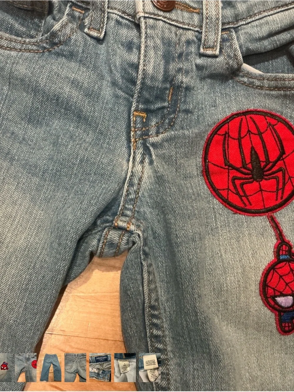 Marvel Spider-Man Jeans Embroidered Patches Youth Boys Size 4T Elastic Waist